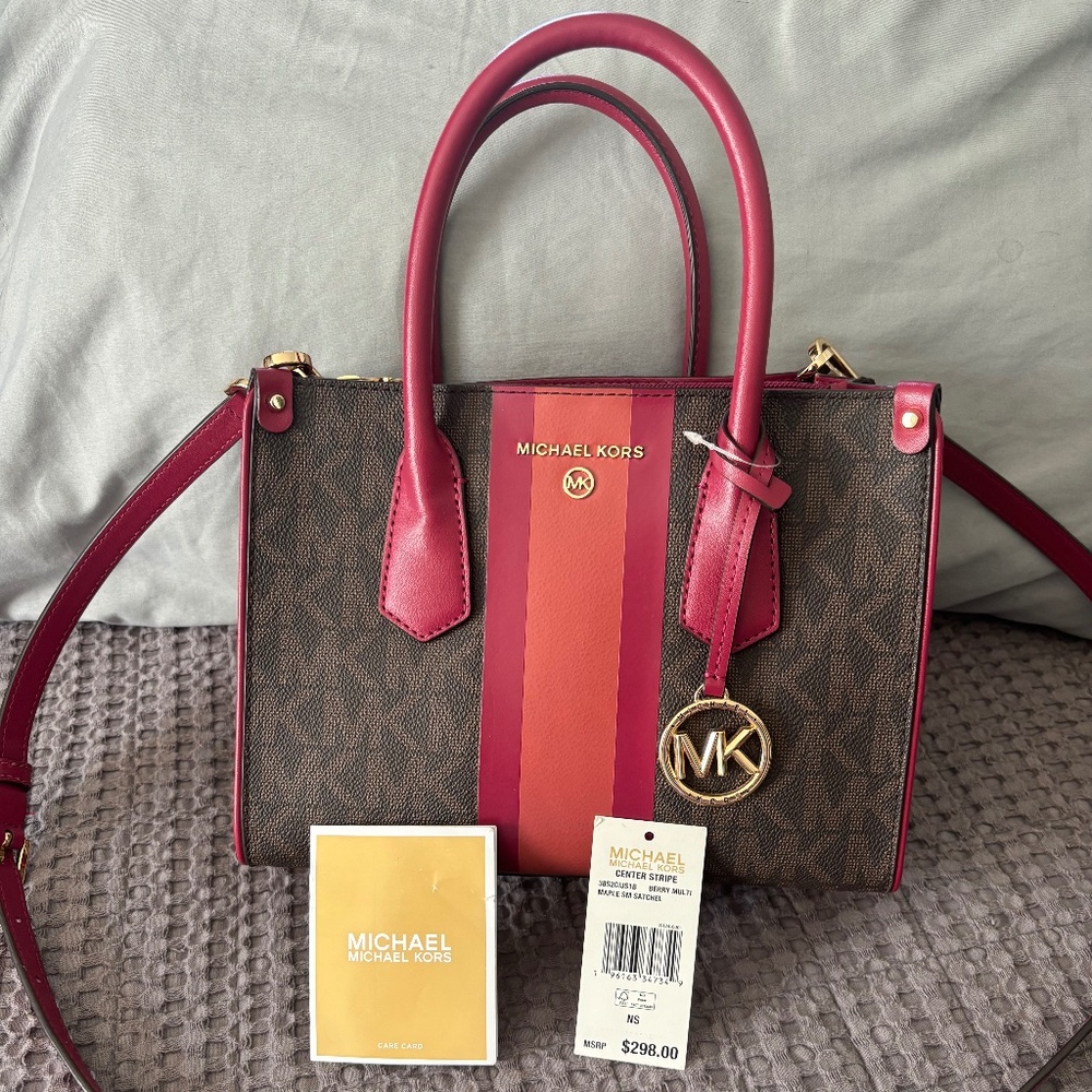 Michael Kors Center Stripe Cinnamon Multi Satche